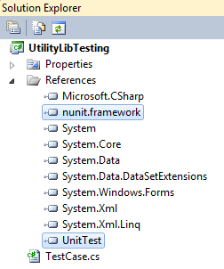 Figure 1.3 Add references of NUnit framework and UnitTest.dll